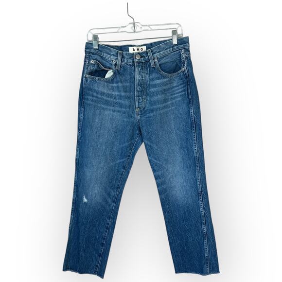 AMO Loverboy Jeans Stargaze Wash Size 29 Straight Leg High Rise Cropped - Picture 1 of 9